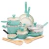 GreenPan Rio Nonstick Cookware Set, 16 Piece, Turquoise