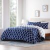 LINENSPA All Season Oversized Queen Comforter, Blue/White