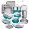 Gotham Steel 20 Piece Nonstick Cookware Set, Aqua Blue