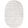 Moroccan Hype Boho Vintage Diamond Oval Area Rug, 5ft. x 8ft., Cream/Gray