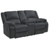 Ashley Draycoll Double Reclining Manual Loveseat with Center Console, Dark Gray
