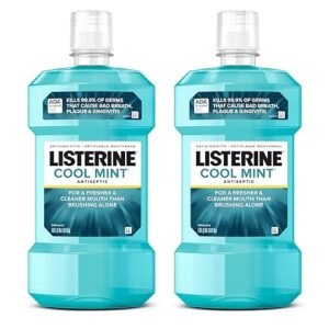 Listerine Cool Mint Antiseptic Mouthwash to Kill 99% of Germs That Cause Bad Breath, Plaque and Gingivitis, Cool Mint Flavor, 1 L 2-Pack