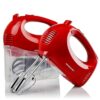 OVENTE Portable 5 Speed Electric Hand Mixer with Stainless Steel Whisk Beater Attachments & Storage Case, Red