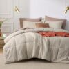 Bedsure Beige Queen Comforter Set with Pillow Shams