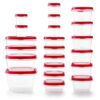 Rubbermaid 42-Piece Food Storage Containers with Lids, Salad Dressing and Condiment Containers, Red