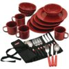 Coleman Enamel Dinnerware Set, Red - 24 Pieces