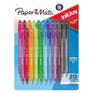 Paper Mate InkJoy 100RT Retractable Ballpoint Pens, Medium Point (1.0mm), Assorted, 20 Count