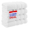 Soft Linen Hand Towels, Set of 4, 100% Turkish Cotton, White