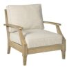 Outdoor Eucalyptus Wood Lounge Chair, Beige