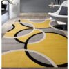 Yellow Abstract Circles Area Rug - 5' 3" x 7' 3" - Easy Maintenance
