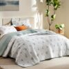 Bedsure Floral Quilt Set Queen - Reversible Botanical Spring Flower Bedding Set, 3 Pieces