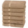 Pinzon Organic Cotton Hand Towels - Set of 6, Latte Tan