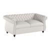 Chesterfield Loveseat Sofa, Beige and Dark Brown, 61.75 x 33.75 x 27.75