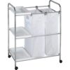 3 Tier Rolling Cart with Removable Storage Bags - Metal Utility Cart - 16.9 Gal Capacity - 15.4 x 24.8 x 31.9 in