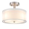 FOLKSMATE Semi Flush Mount Ceiling Light Fixture with Double Fabric Shade