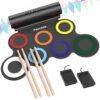 Electronic Drum Set with 7 Pads, Headphone Jack, Speaker, Pedals, Drum Sticks - Great Gift for Kids (4 Drum Sticks Included)