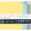 Flexible Cutting Board Set | Set of 3 BPA-Free Mats | Non-Slip Plastic Cutting Sheets | Blue Yellow Grey