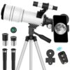Toybee Telescope for Adults & Kids, 70mm Aperture Refractor Telescope (15X-150X), 300mm Portable with Phone Adapter & Wireless Remote