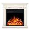 R.W.FLAME 27" White Electric Fireplace Mantel TV Stand