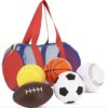 Foam Sports Toys Set of 5 with Free Bag - Soccer Ball, Basketball, Football, Baseball, Tennis Ball - for Baby Kids, Toddlers 1-3