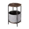 Vintage Round End Side Table with Basket - Rustic Brown
