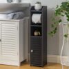 Toilet Paper Holder Stand with Storage Cabinet - Black