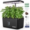 iDOO 8Pods Hydroponics Growing System Kit with LED Grow Light, Built-in Pump, Adjustable Height, Auto-Timer - Ideal Birthday Gift for Women - Black