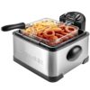 Chefman Dual Cook Pro Deep Fryer, 4.5L, Basket Strainer, Removable Divider, Jumbo XL Size, Adjustable Temp & Timer, Easy to Clean, Stainless Steel