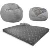 CordaRoy's Chenille Bean Bag Chair - Convertible Lounger (Charcoal, Full Size)