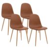 Washable PU Cushion Seat Back, Mid Century Metal Legs Side Chair Set (4-pack) - Brown