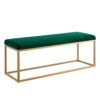 Upholstered Bench, 48" W, Emerald Velvet