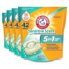 Arm & Hammer Sensitive Scent 5-in-1 Liquid Laundry Detergent Power Paks, HE, 42 Count (Pack of 4)