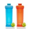 Contigo Fit Shake & Go 2.0 Shaker Bottle, 28oz, Leak-Proof Lid, Whisk, Carabiner Handle, Dishwasher Safe, 2-Pack Blue Raspberry & Clementine