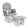 StorkCraft Hoop Glider with Ottoman, White/Light Gray