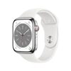 Apple Watch Series 8 45mm with Silver Stainless Steel Case and White Sport Band