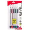 Pentel R.S.V.P. Ballpoint Pen, Fine Line, Assorted Ink, Clear Barrel, 5 Pack