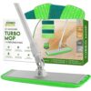 Turbo Microfiber Mop Floor Cleaning System with Reusable Pads - 18-inch, for Hardwood and Tile