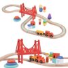 Giant Bean Sky City Wooden Train Set - 42 Piece Track Set with Accessories - Fits Brio, Melissa & Doug, Thomas and Friends