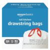 Amazon Basics Tall Kitchen Drawstring Trash Bags, 13 Gallon, 200 Count