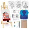 Kid's Art Set with 12 Acrylic Paints, Easel, Brushes, Paper, Palette, and More