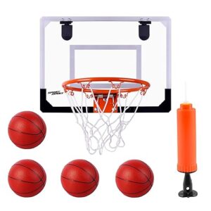 Mini Basketball Hoop Set for Kids and Adults, Door Mounted with 4 Balls & Accessories
