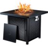 Ciays Propane Fire Pit 32" Outdoor Gas Fire Table, 50,000 BTU, Lid, Lava Rock, Black
