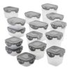 Rachael Ray Stacking Container Food Storage Bin Set, 30-Piece, Clear/Gray