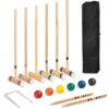 Wood Croquet Game Set - 6 Players, 32in - Classic Yard Sport - Backyard/Park - 6 Mallets, 6 Balls, Wickets, Stakes - Carrying Bag