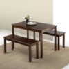 Zinus Juliet Espresso Wood Dining Table with Benches - 3 Piece Set