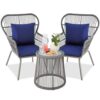 3-Piece Patio Conversation Bistro Set - Gray/Navy