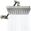 SparkPod Square Rain Shower Head with Shower Arm Extension - High Pressure - Luxury Modern Look - Tool-less Installation (11" Extension, Brushed Nickel)
