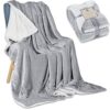 Genteele Sherpa Blanket - 50 x 60 Inch Fuzzy, Soft Throw Blanket - Silver/White