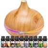 Aroma Diffuser Set with 10 Essential Oils - Large Room Essential Oil Diffuser, 550ml Ultrasonic Aromatherapy Diffuser, Cool Mist Humidifier for Home Office