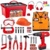 26Pcs Kid Tool Set with Construction Worker Costume & Electronic Toy Drill